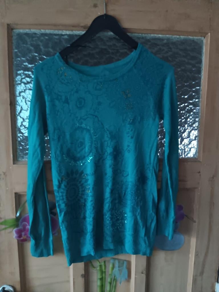 Blouse turquoise Desigual, Enlèvement ou Envoi, Autres couleurs, Comme neuf, Taille 34 (XS) ou plus petite