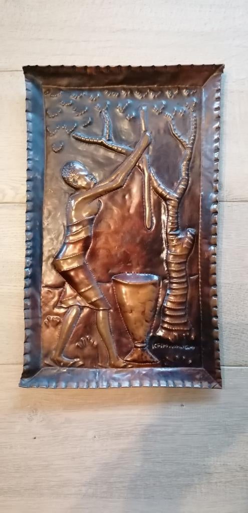 Oude tafereel in koper, Antiek en Kunst, Antiek | Brons en Koper, Ophalen, Koper