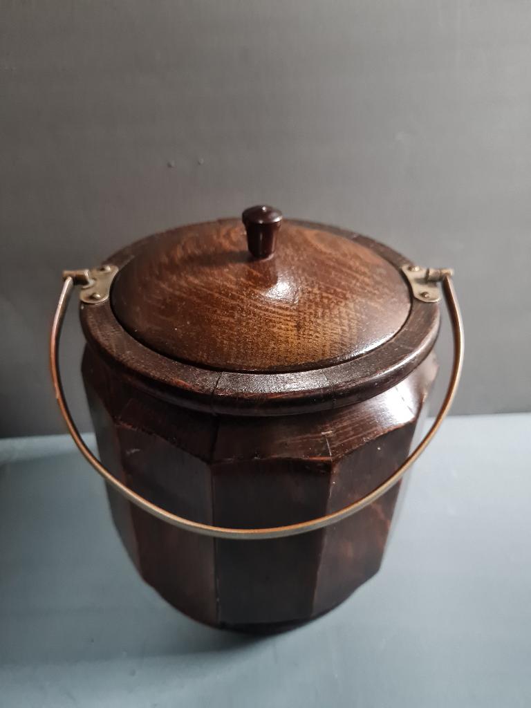Edwardian koek scheepstonnetje + porselein pot, Antiek en Kunst, Ophalen of Verzenden