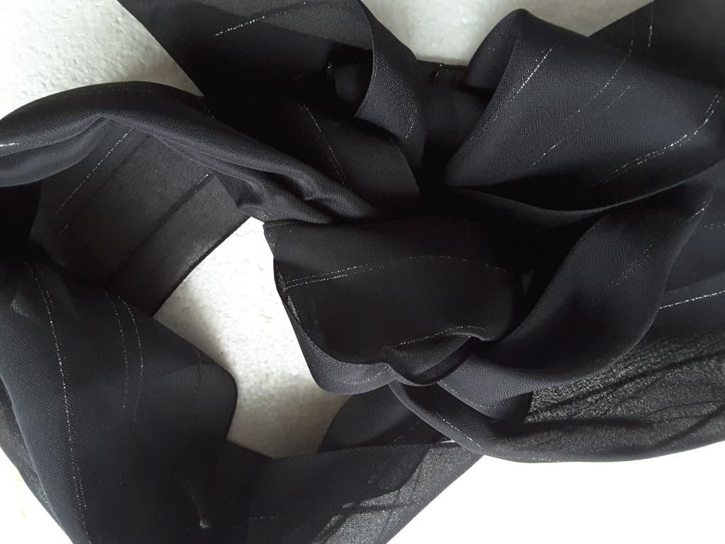 foulard écharpe noire et fil argent 135x35 cm 100 % Polyest., Enlèvement ou Envoi, Neuf, Écharpe