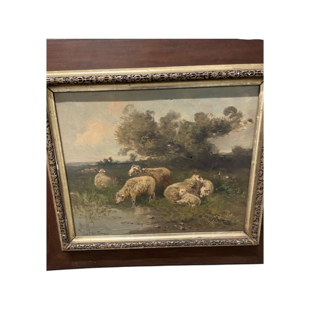 Groot olieverfschilderij op doek Schapen Henry Schouten, Ophalen
