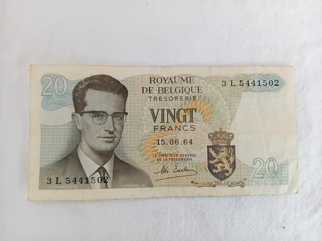Belgisch biljet van 20 frank 1964, Postzegels en Munten, Ophalen of Verzenden, Los biljet