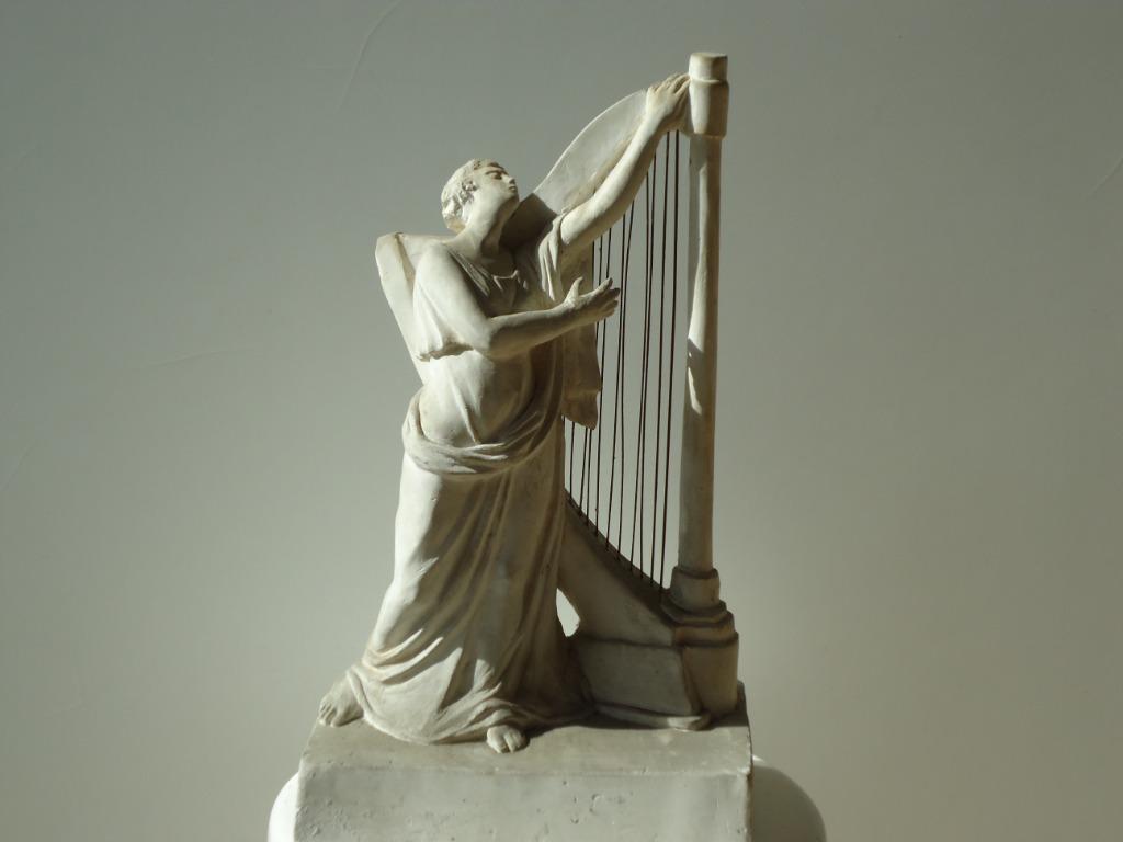 Mad. DUGUET °1909-1974 bozzetto Harpiste Sint-Cecilia harp, Ophalen