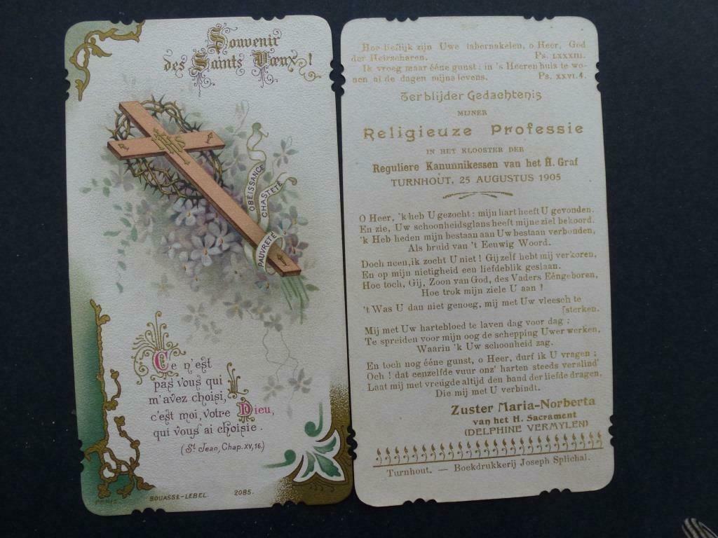 Vermylen Delphine zuster Maria Norberta 1905, Verzamelen, Verzenden, Bidprentje