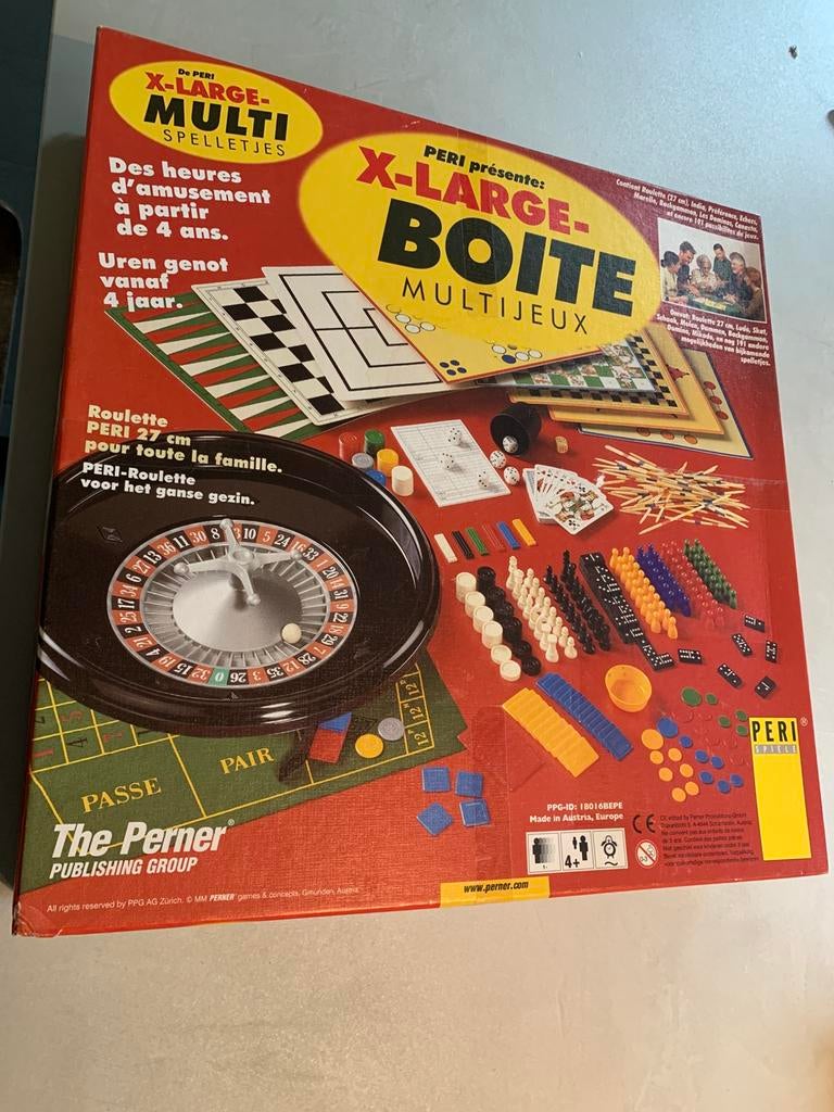 Lot gezelschapsspellen XL boite multijeux Peri (roulette,.), Hobby en Vrije tijd, Ophalen of Verzenden, Zo goed als nieuw