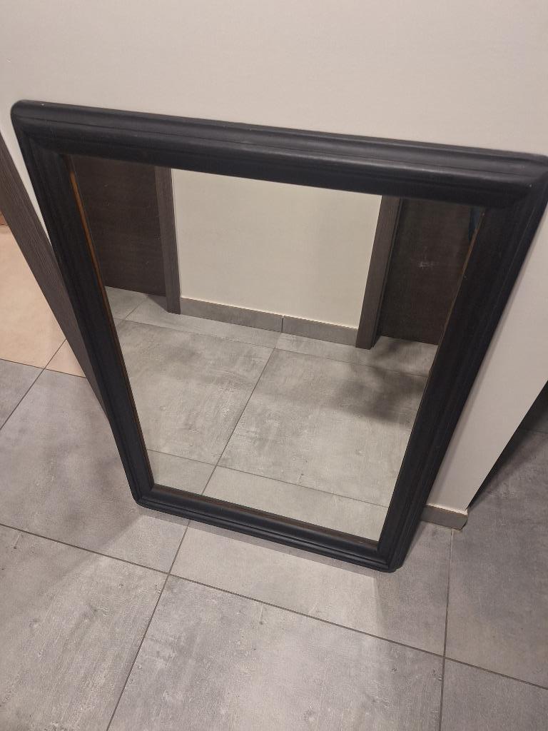 Superbe miroir en chêne patiné noir mat., Moins de 100 cm, Enlèvement, Utilisé, 50 à 75 cm