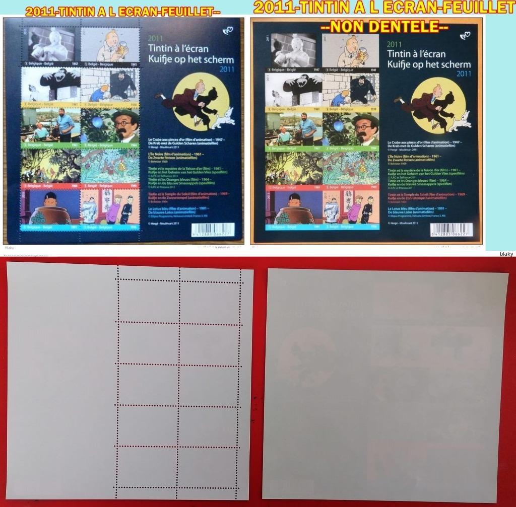 2011- 10 TINTIN AU CINÉMA - 10 TIMBRES NON DENTELÉS, Enlèvement ou Envoi, Non oblitéré