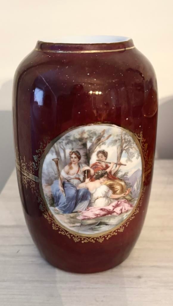 Vase vintage rouge rubis décor or, Antiquités & Art, Enlèvement ou Envoi