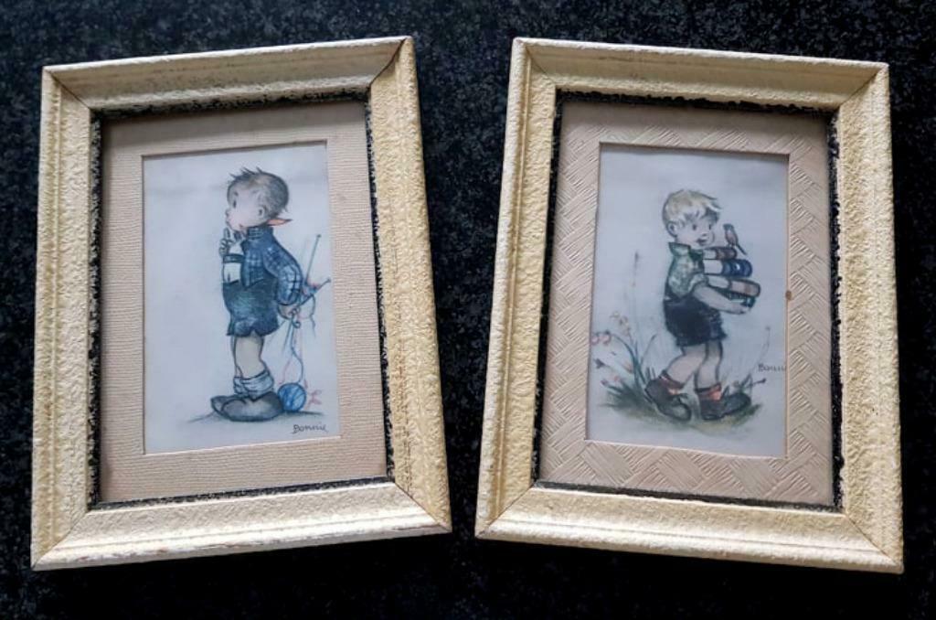 kadertjes met oude gedrukte prent van "BONNIE", Enlèvement ou Envoi