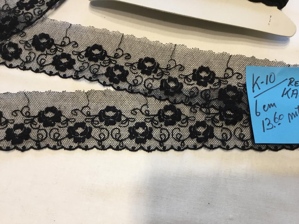 Retro kant zwart 6 cm breed, 13.60 meter voor 5,00, Hobby en Vrije tijd, Naaien en Fournituren, Ophalen of Verzenden, Nieuw, Kant