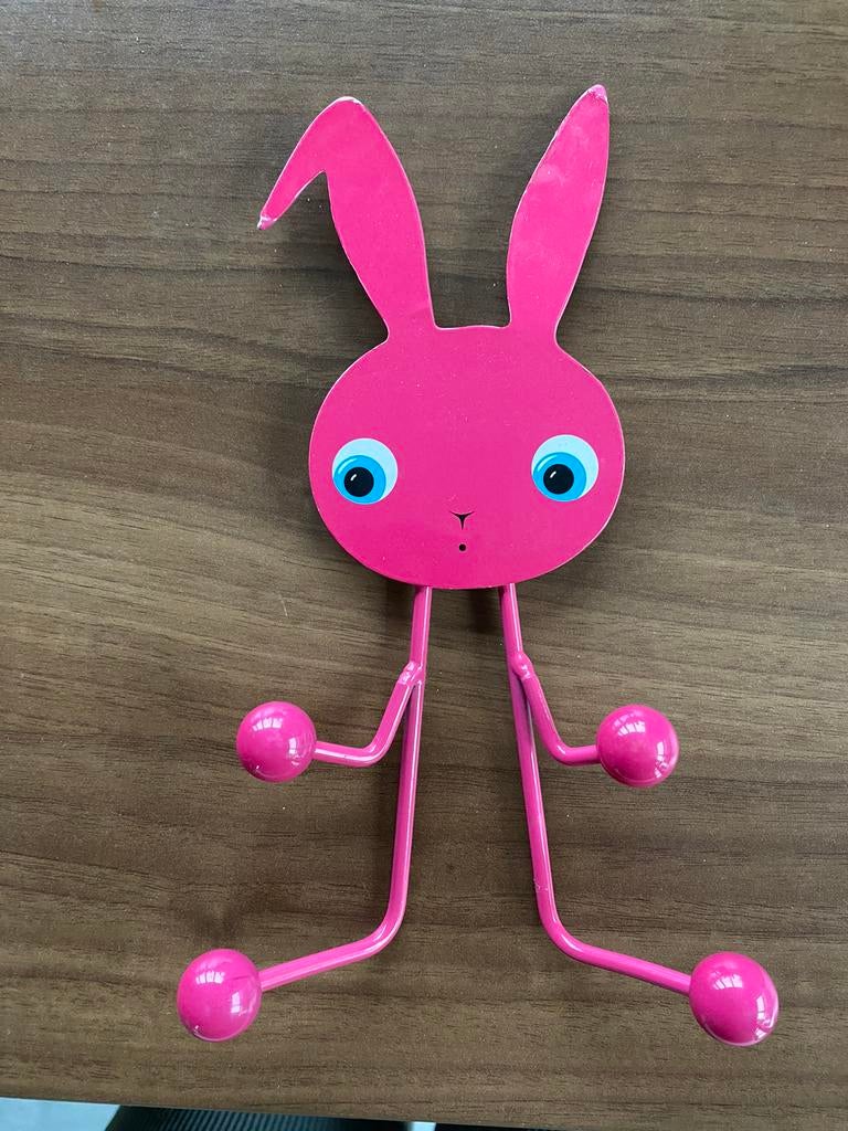 Portemanteau lapin en métal rose, Enlèvement ou Envoi, Utilisé