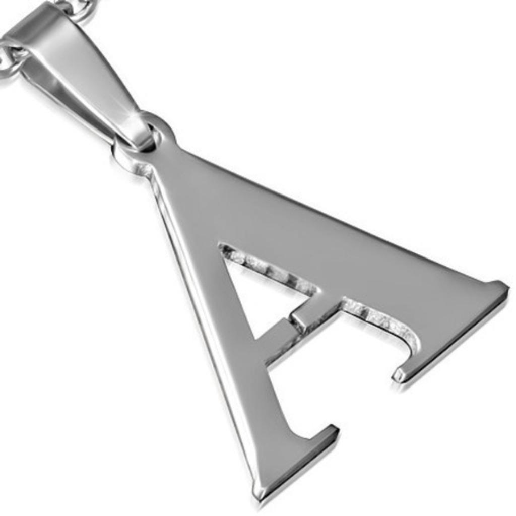 Pendentif lettre A de l'alphabet en acier, Enlèvement ou Envoi, Neuf, Argent, Autres matériaux