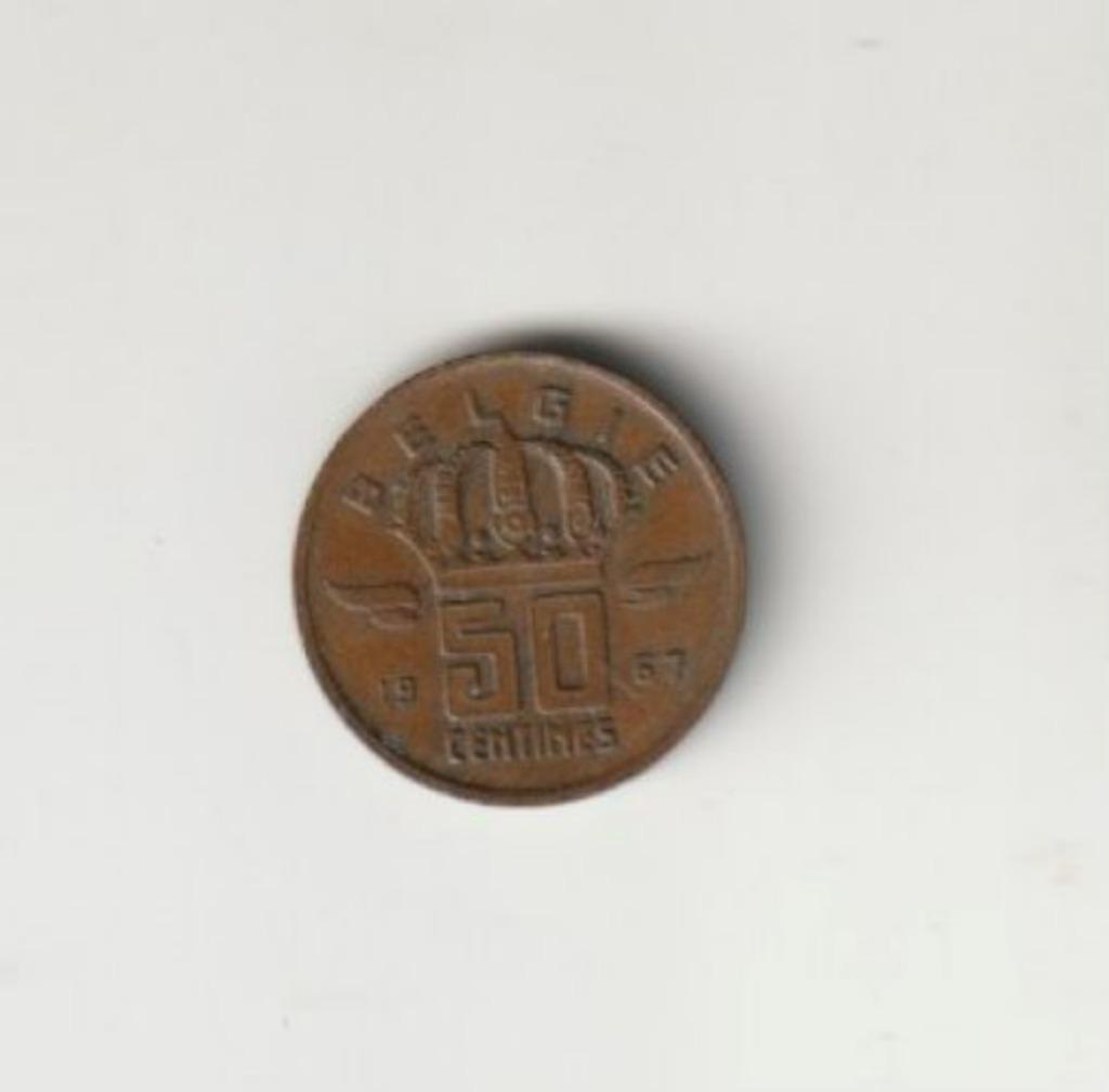 BELGIE BELGIUM BAUDOUIN 50 C 1967 NL, Enlèvement ou Envoi, Métal, Monnaie en vrac