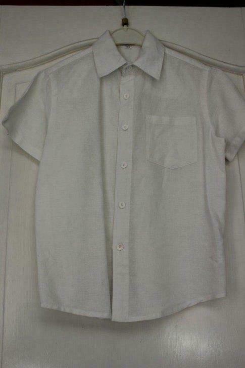 Chemise blanche Mila Blue en lin (8 ans), Enlèvement ou Envoi, Utilisé, Garçon, Chemise ou À manches longues