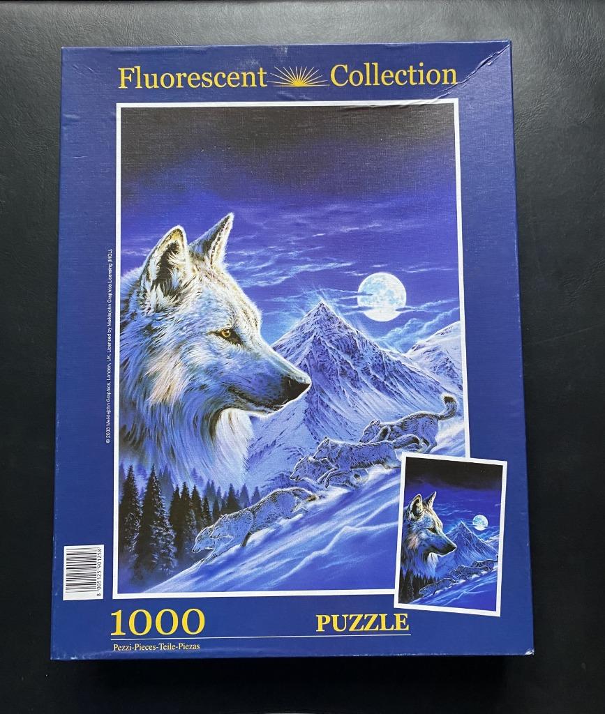 Puzzel "Wolf" van Fluorescent Collection (1000 stuks), Hobby en Vrije tijd, Ophalen of Verzenden, Zo goed als nieuw