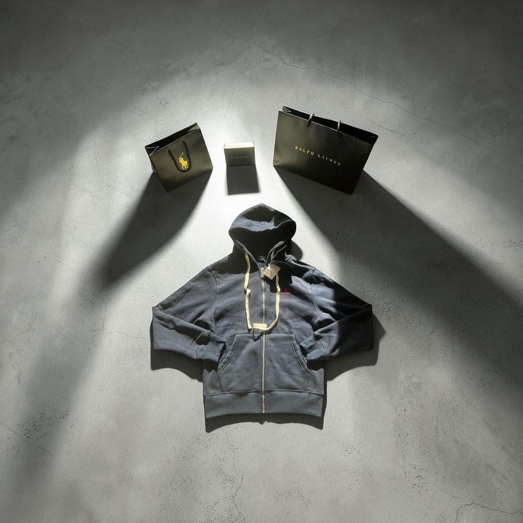 Donkerblauwe Ralph Lauren zip-up hoodie, Enlèvement ou Envoi, Neuf, Taille 46 (S) ou plus petite, Bleu