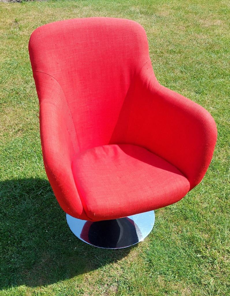 Vintage rode fauteuil, Ophalen, Gebruikt, Eenpersoons, Minder dan 75 cm