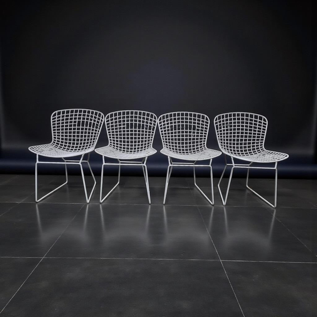 Vintage bertoia stijl witte draad stoel, Ophalen of Verzenden