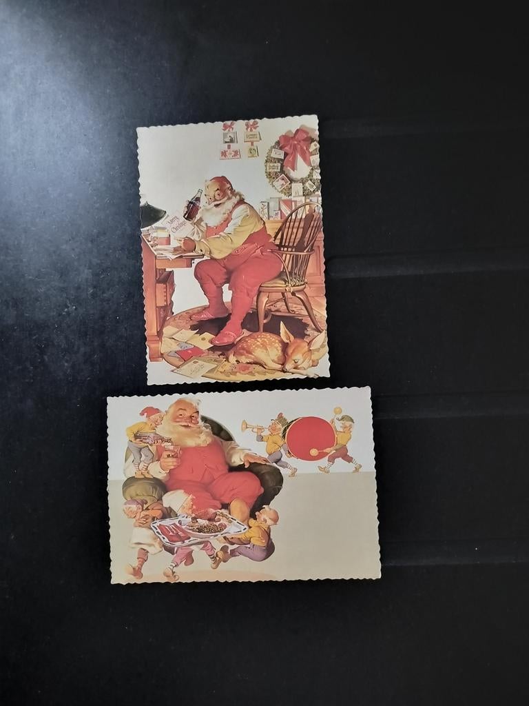 2 cartes postales, Coca Cola, Noël et Nouvel An, Collections, Enlèvement ou Envoi