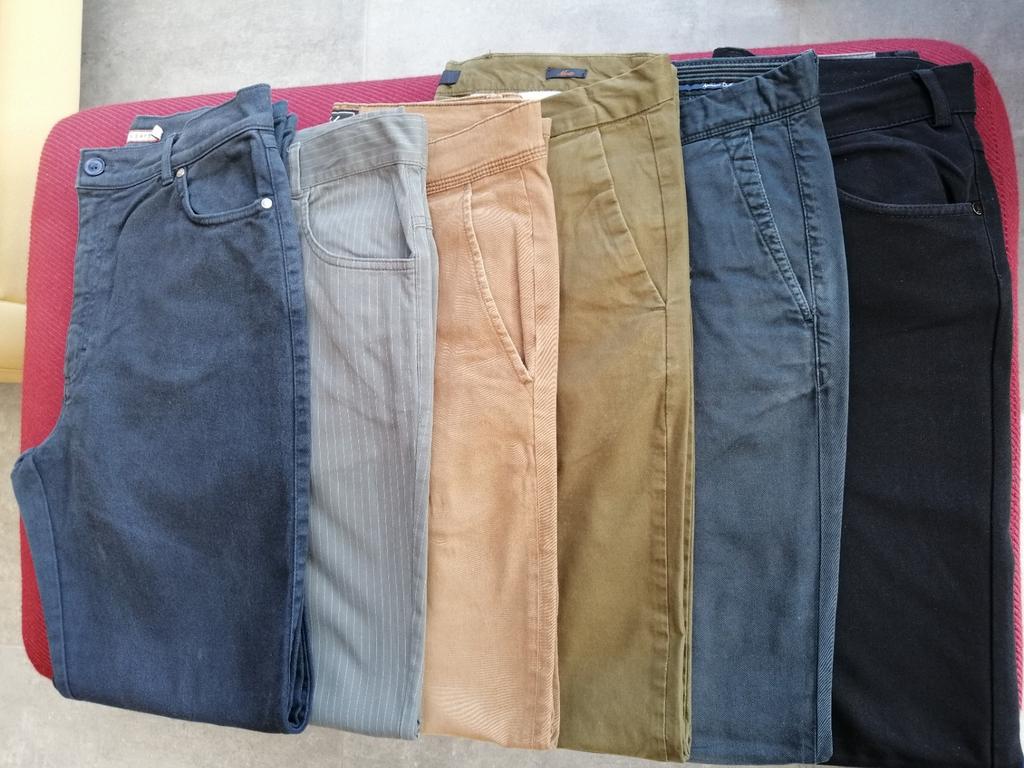 6 herenbroeken, Enlèvement ou Envoi, Comme neuf, Taille 52/54 (L), Brun