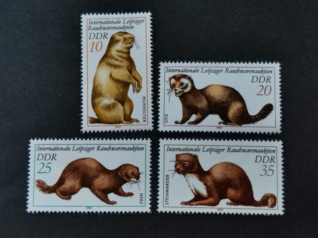 DDR 1982 - wilde dieren - marmot,bunzing,nerts,steenmarter**, Ophalen of Verzenden, DDR, Postfris