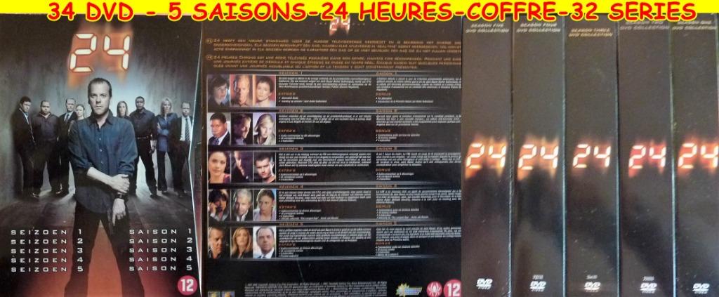 34 DVD - 5 SAISONS-24 HEURES-COFFRE-32 SERIES, Envoi, Comme neuf, Thriller