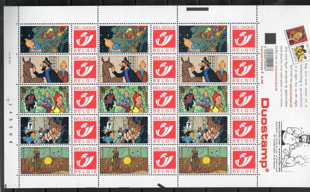 duostamps Tintin / Kuifje, Enlèvement ou Envoi