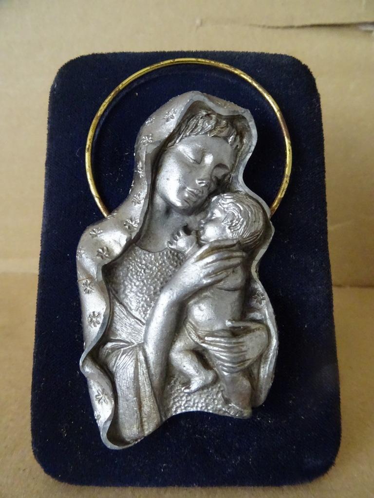 Vintage Italiaans reliëf Heilige Maria de Moeder Gods 7x10cm, Ophalen of Verzenden, Gebruikt, Overige typen, Christendom | Katholiek