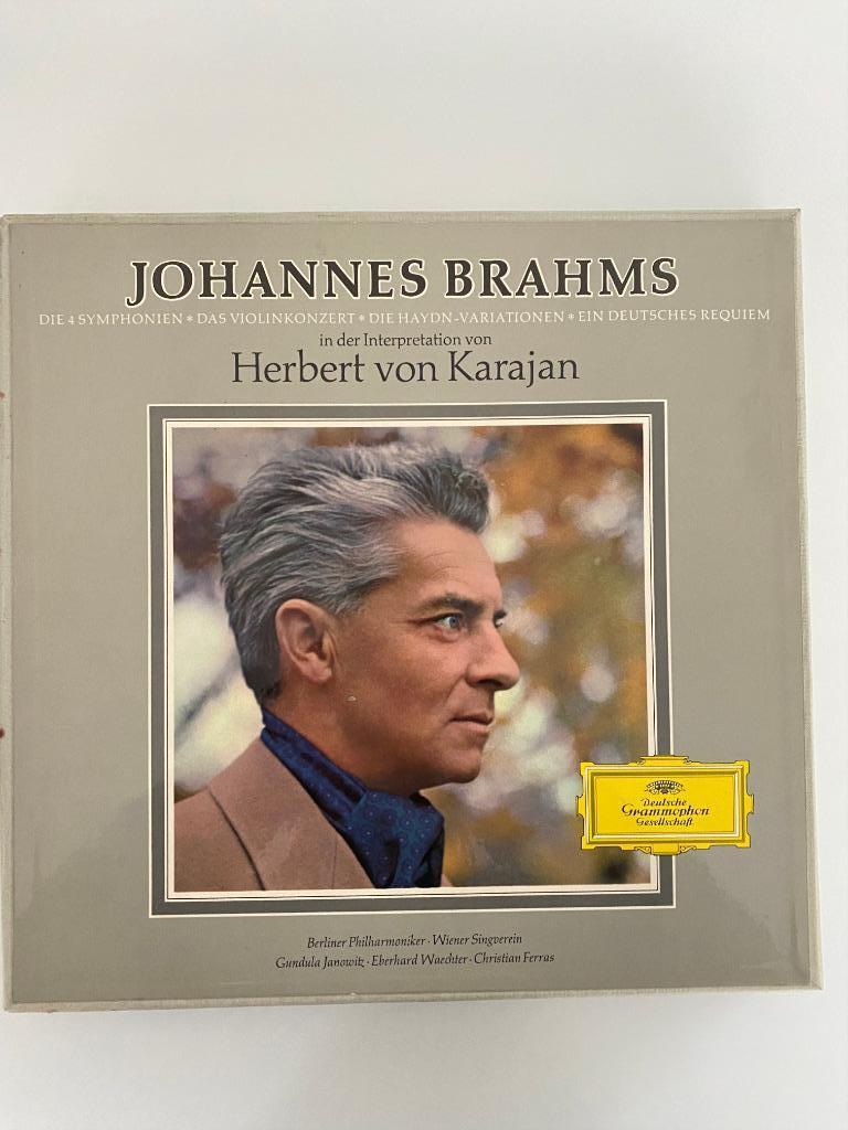 7 LP Box Brahms Karajan Die 4 Symphonien Genummerd 1964, Cd's en Dvd's, Vinyl | Klassiek, Zo goed als nieuw, Orkest of Ballet