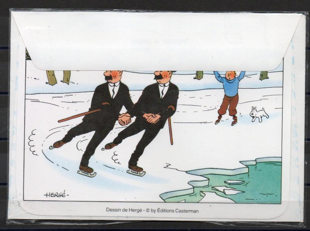Envelcarte Tintin : Les Dupond/t font du patin, Collections, Enlèvement ou Envoi