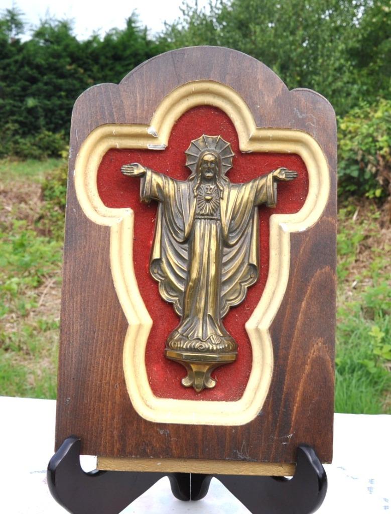 decoration murale religieuse bois platre et laiton, Ophalen of Verzenden
