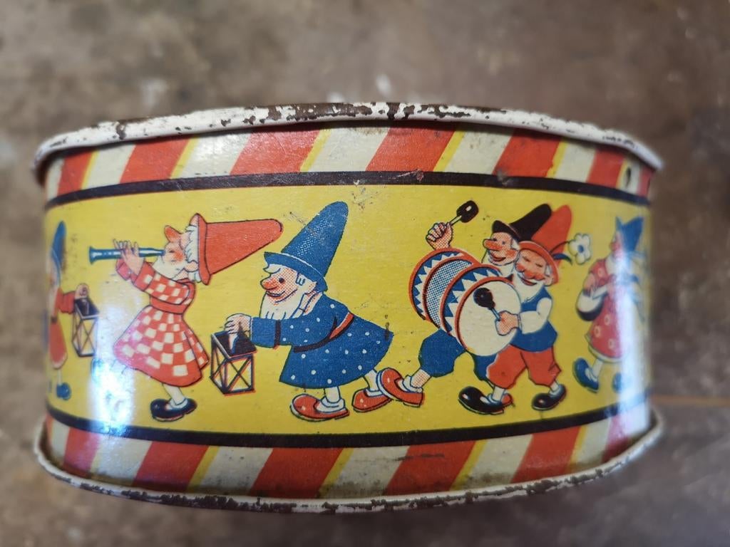 Metalen trommel diameter 16 cm hoogte 6.5 cm, Antiek en Kunst, Ophalen