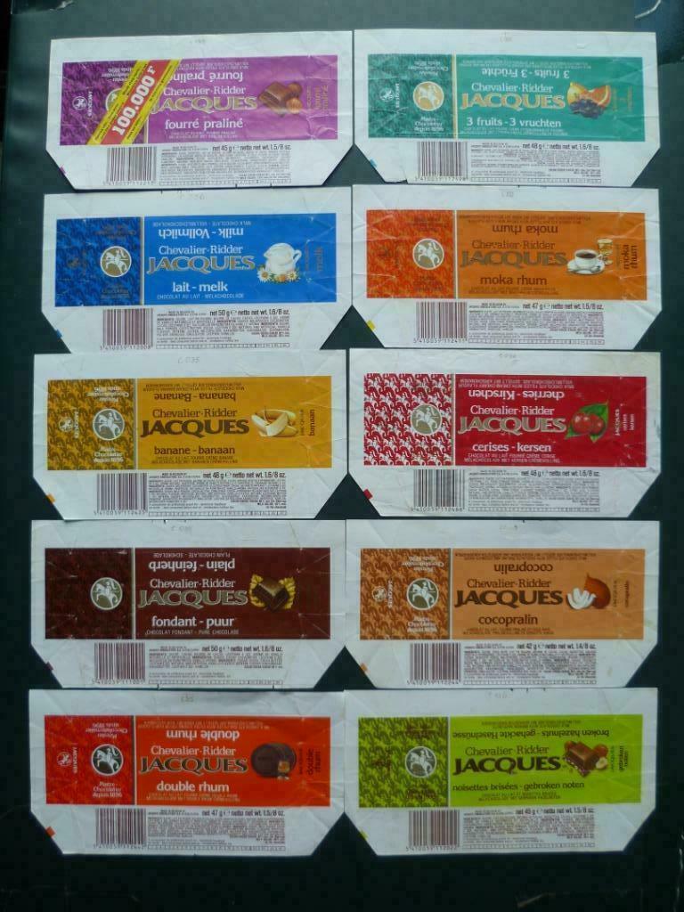 Chocolade Jacques wikkels x 10 omslagen emballage chocolat, Ophalen of Verzenden, Gebruikt