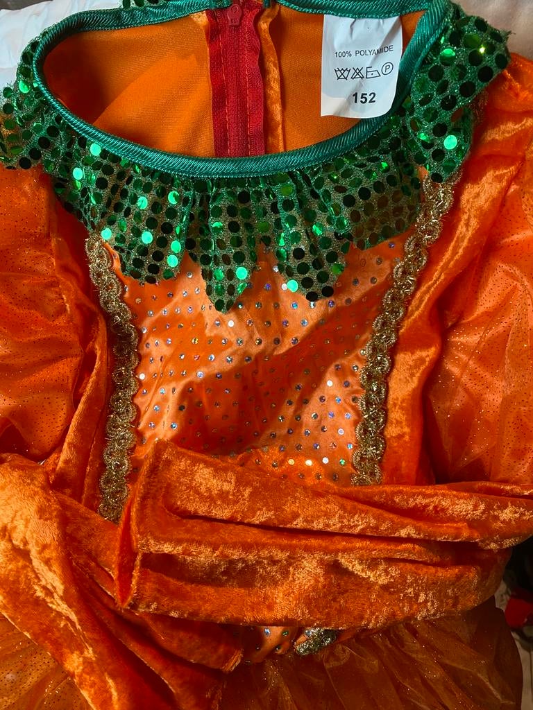Robe citrouille orange Carnaval/Halloween, Enlèvement, Comme neuf, 146 à 152, Fille