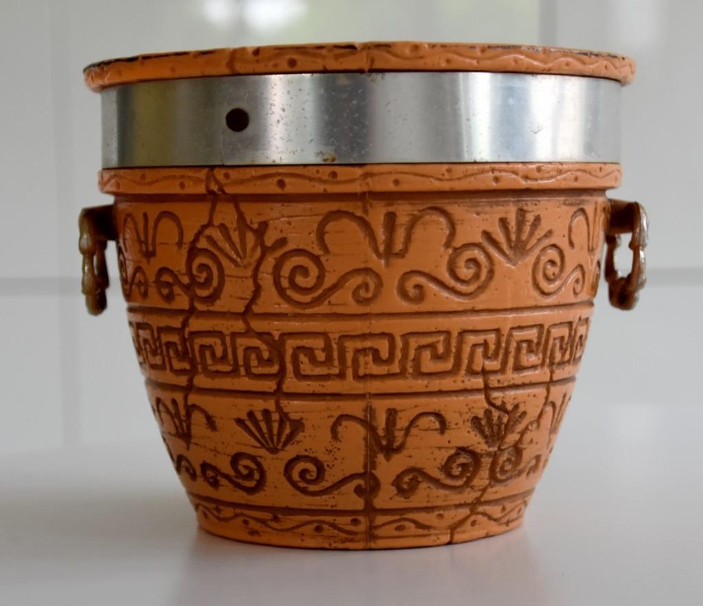 Vintage bloempot - Italy, Kunststof, Rond, Ophalen of Verzenden, Zo goed als nieuw