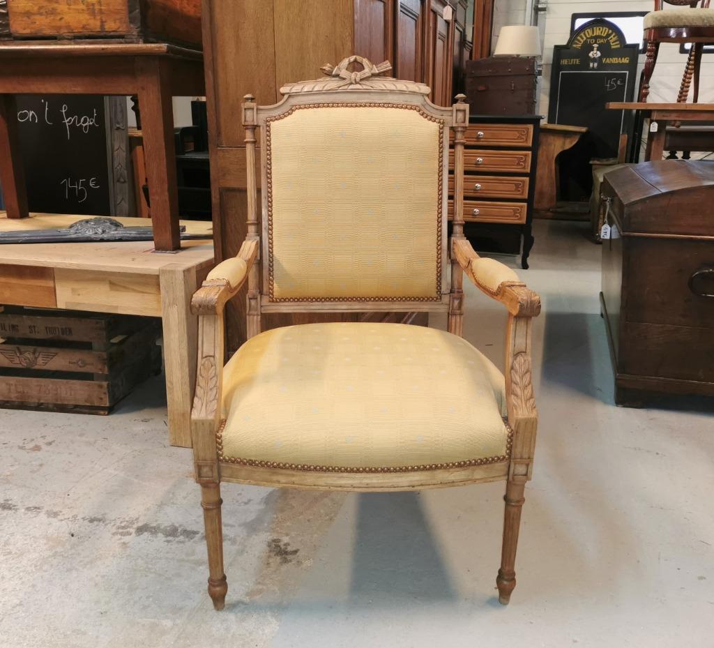 mooie antieke Louis Treize fauteuil zetel met stof, Ophalen, Zo goed als nieuw, Eenpersoons, Stof