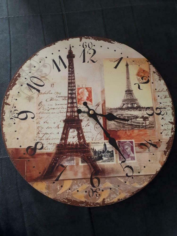 Horloge murale décor Paris, Enlèvement ou Envoi, Comme neuf, Analogique, Horloge murale