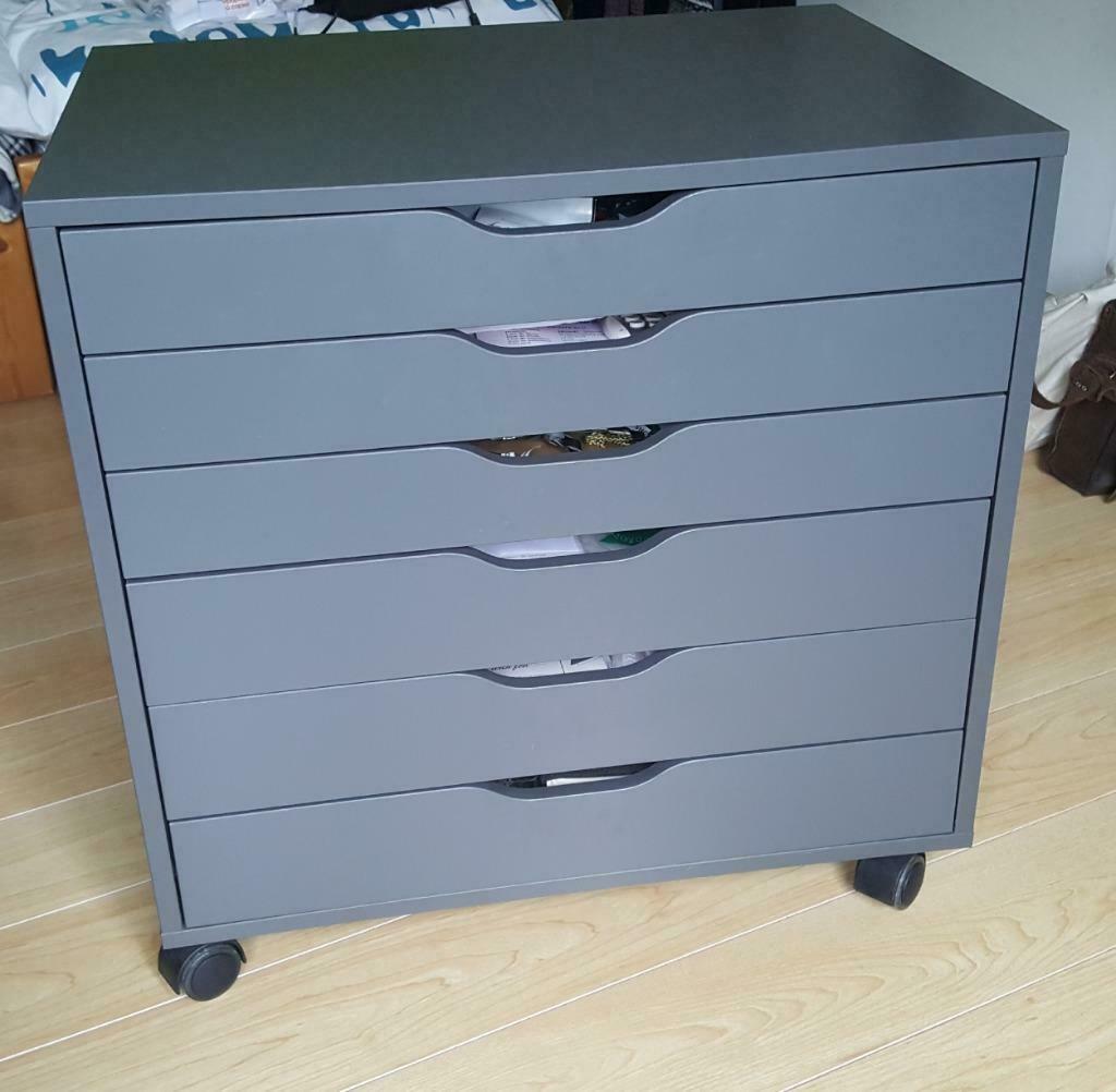 Meuble de bureau gris anthracite sur roulettes, Maison & Meubles, Enlèvement, Comme neuf