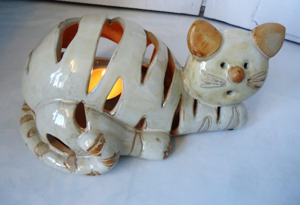 Chat porcelaine bougeoir Céramique Photophore 😻🤗🤗🎁👌, Antiquités & Art, Antiquités | Céramique & Poterie, Enlèvement ou Envoi
