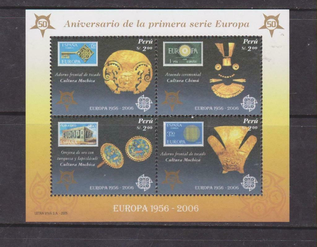 Peru 2005 Blok 50 jaar Europa zegels **, Postzegels en Munten, Verzenden, Postfris, Zuid-Amerika