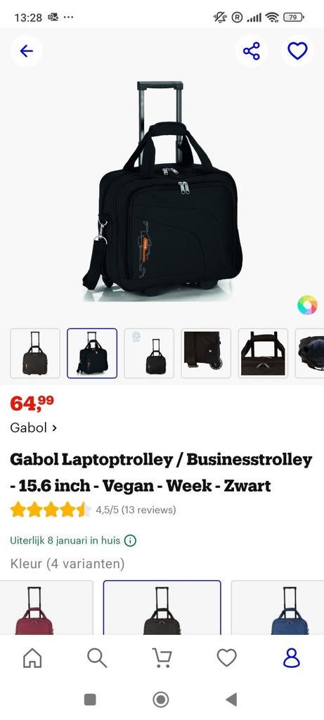 Laptoptrolley / business trolley/ laptoptas/ schooltas, Ophalen of Verzenden, Zo goed als nieuw