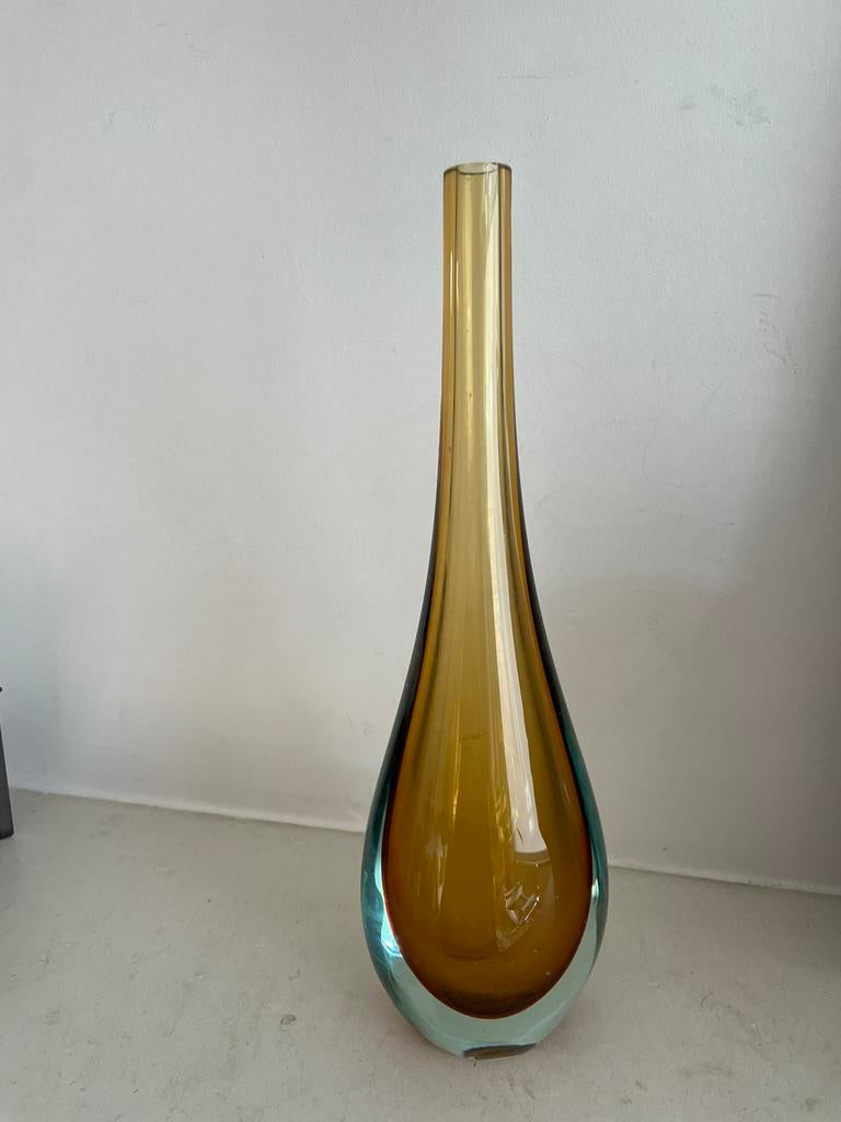 Sommerso vaas, Gebruikt, Geel, Ophalen of Verzenden, Glas