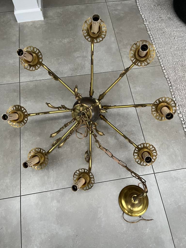 Lustre ancien en laiton., Antiquités & Art, Enlèvement ou Envoi