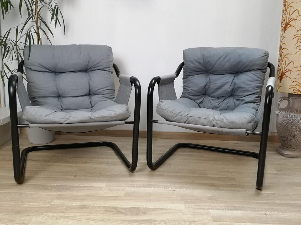 Ensemble de chaises longues tubulaires danoises, Maison & Meubles, Fauteuils, Enlèvement