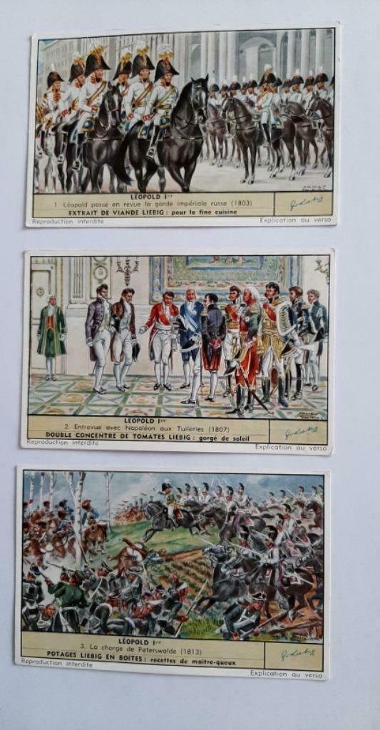 3 Liebig chromos 1669 serie Léoplod 1e n  1,2 en 3, Verzamelen, Ophalen of Verzenden