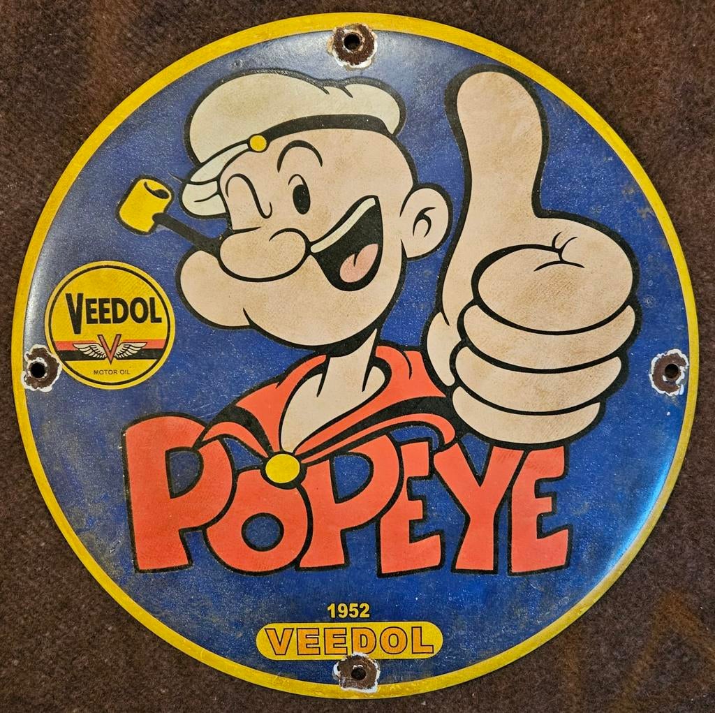 Popeye emailbord Veedol Motor Oil
Dit is een ron, Ophalen of Verzenden
