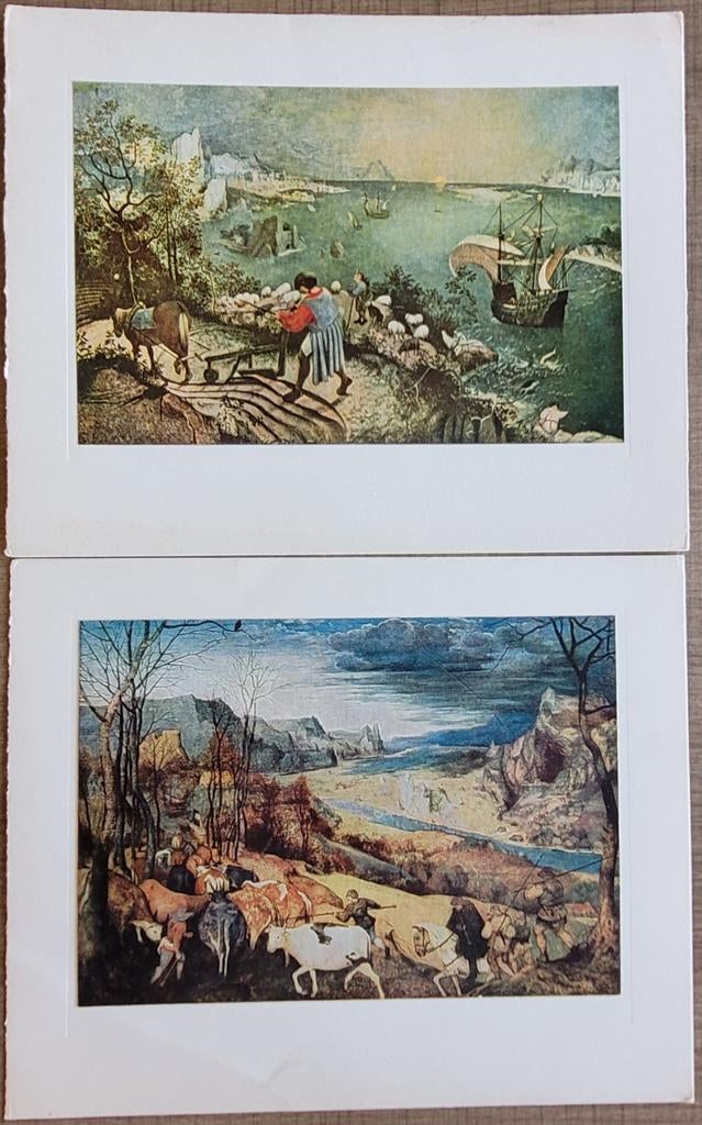 2 fotokaarten: schilderijen Pieter Breughel, Ophalen of Verzenden, Gebruikt, Overige onderwerpen, Prent