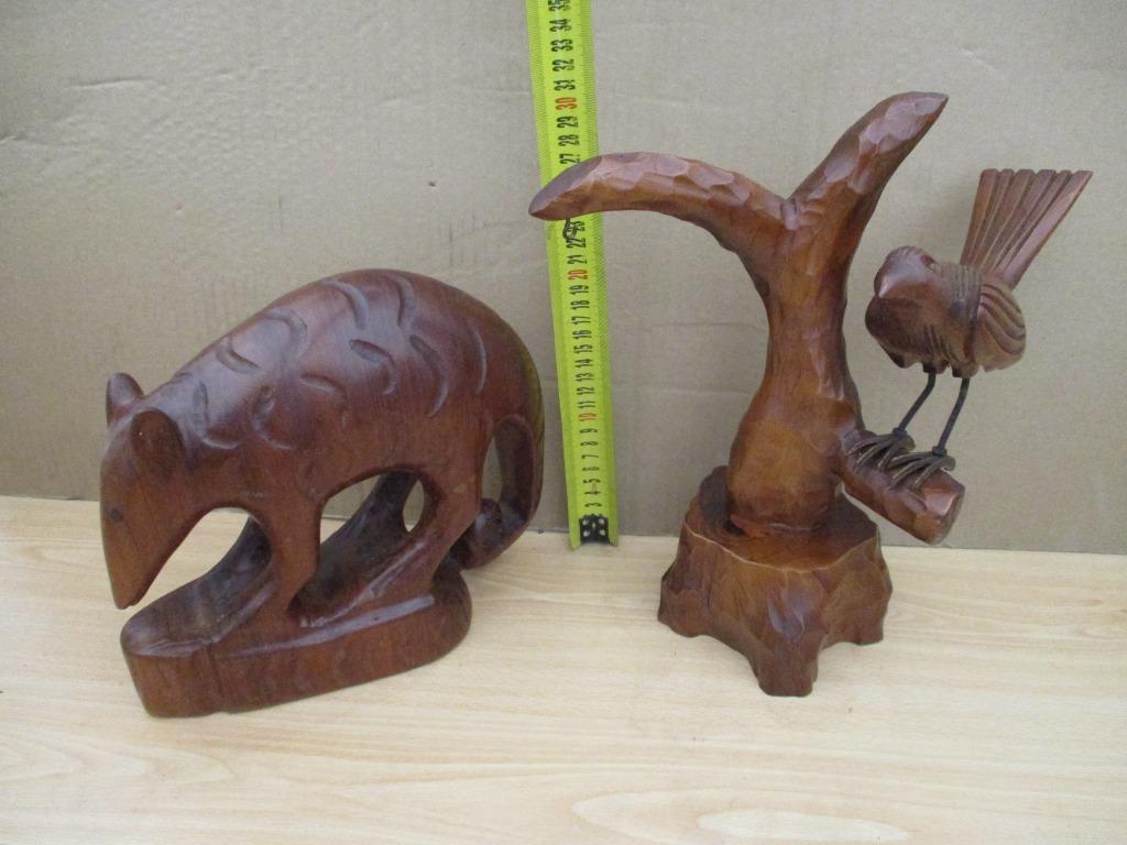 2 houten beelden  sculpturen, art deco ,arend en neusbeer, Antiek en Kunst, Ophalen
