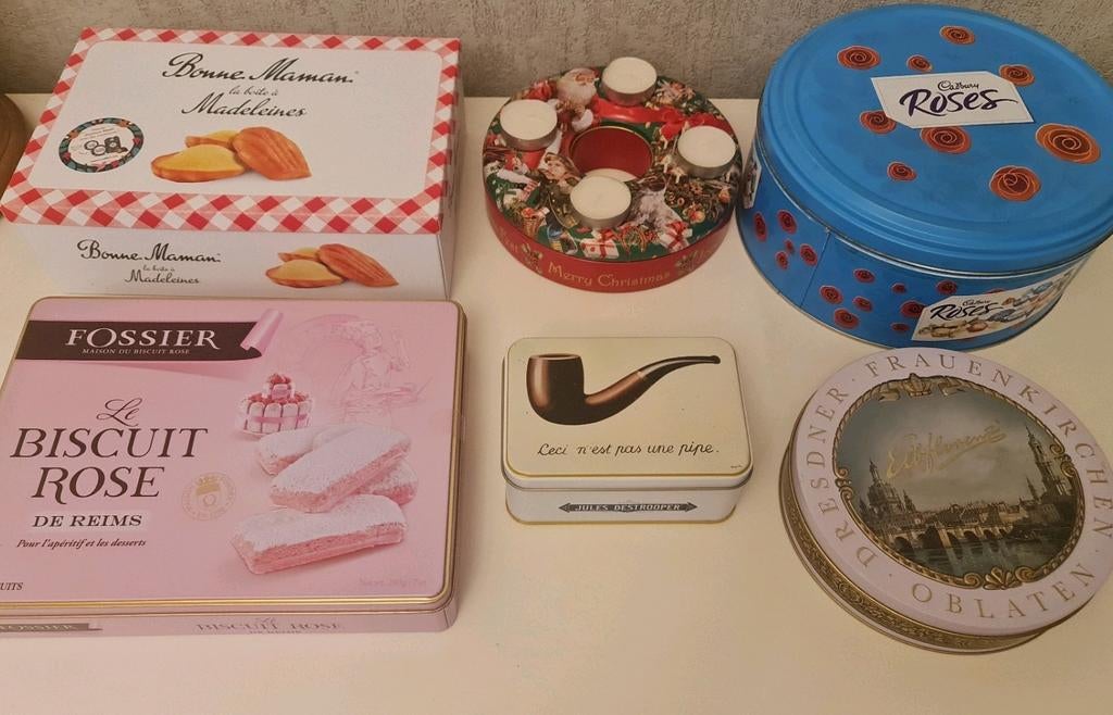 Blikken koekendozen ( 7 stuks ), Verzamelen, Blikken, Ophalen of Verzenden, Zo goed als nieuw