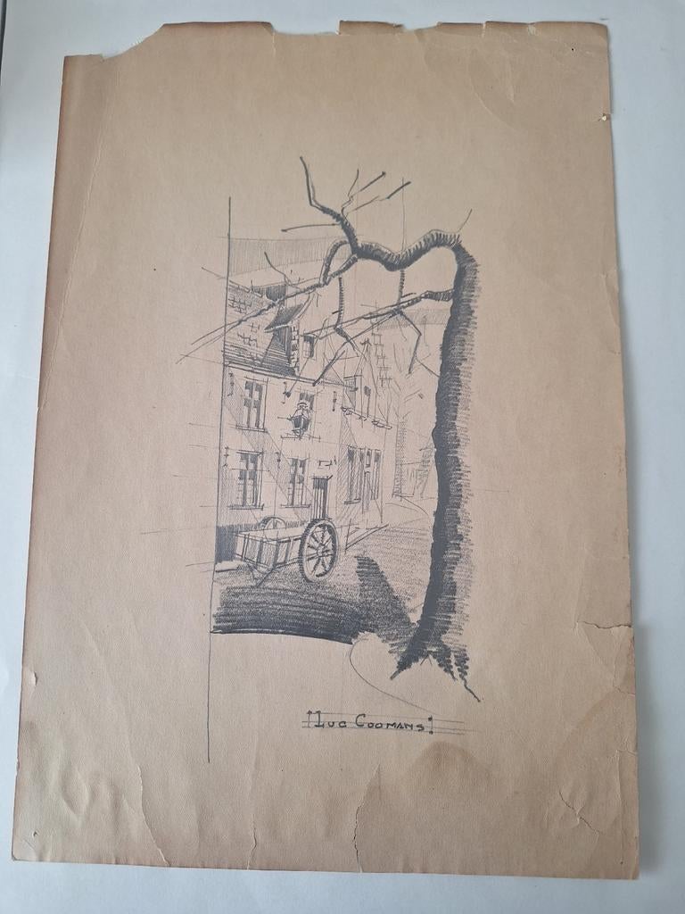 Coomans tekening, Antiek en Kunst, Ophalen of Verzenden